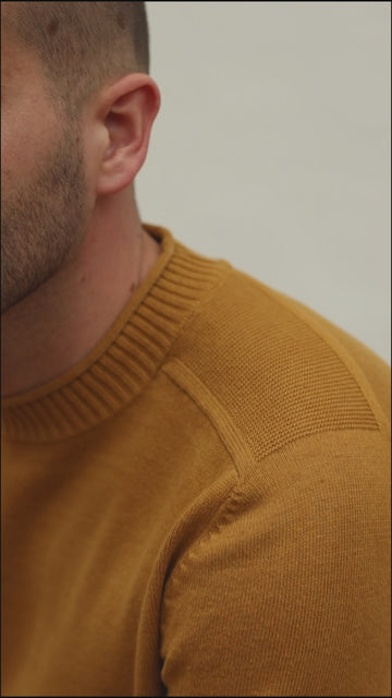 mens mustard fishermans jumper by Paul James