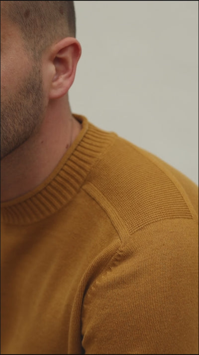 mens mustard fishermans jumper