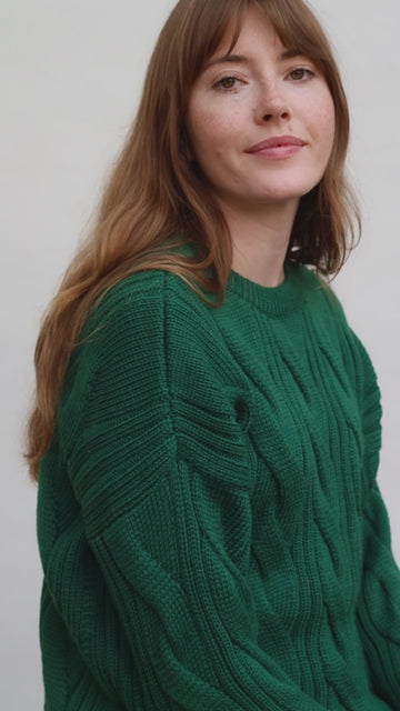 Green Woman's Chunky Wool Jumper by Paul James Knitwear