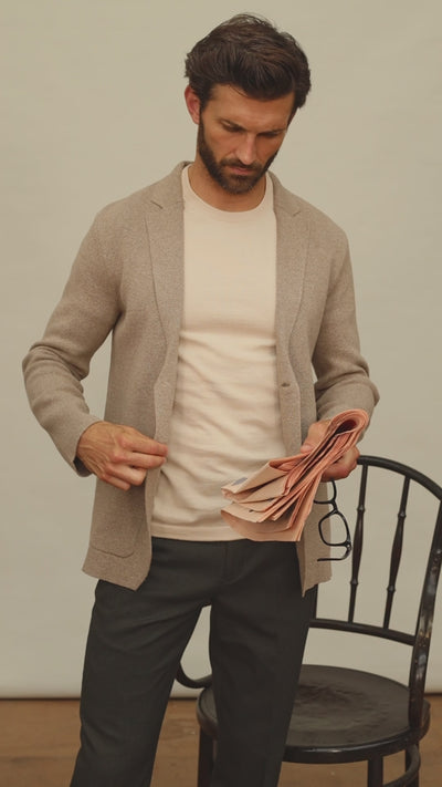 mens brown knitted blazer