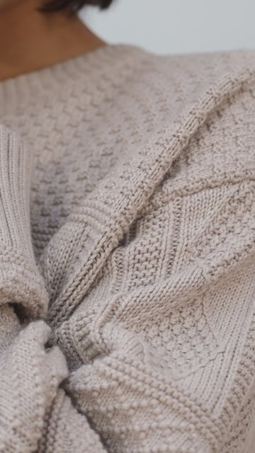 Womens Midweight Cotton Textured Block Jumper