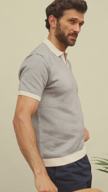 mens tuck stitch nordic polo shirt
