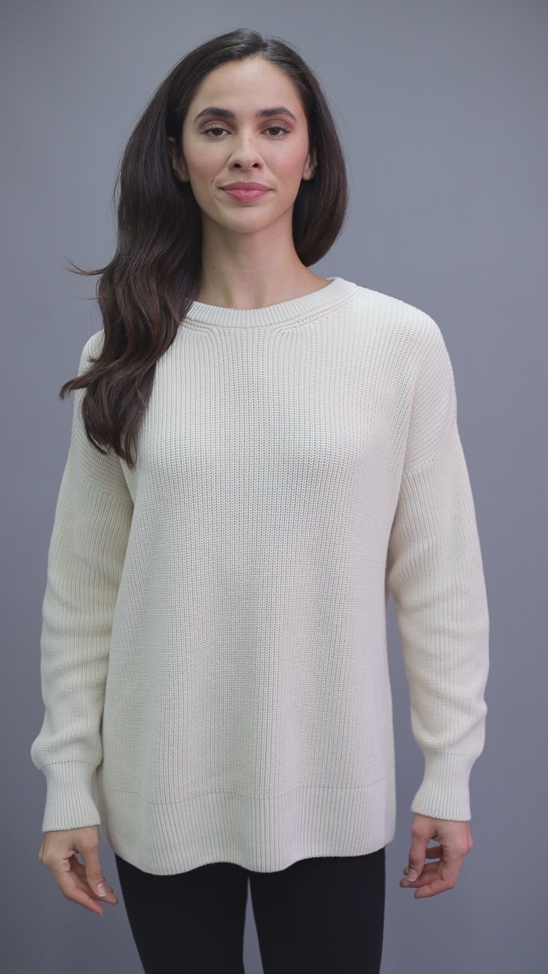 ecru womens fisherman rib knit jumper