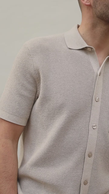 Mens Lightweight Cotton Waffle Knit Shirt