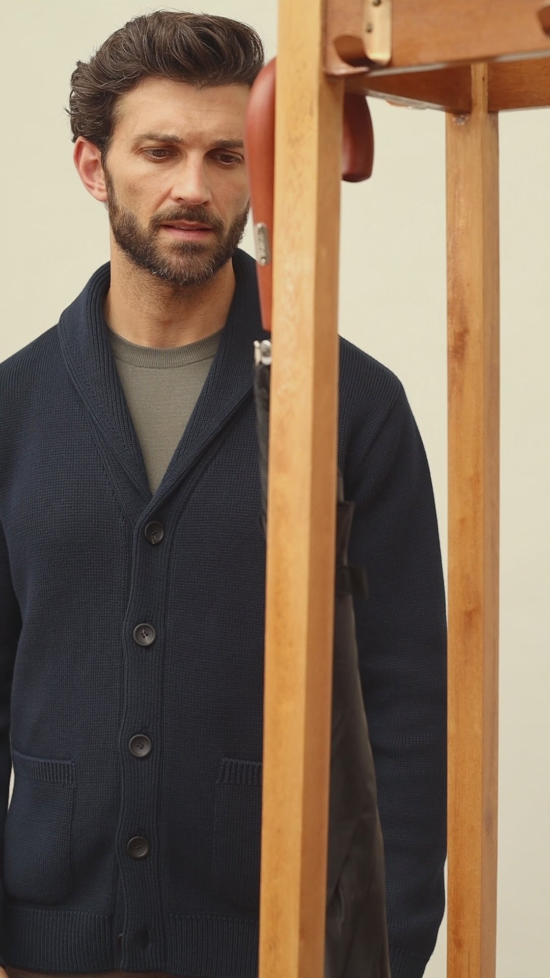 navy mens shawl collar jumper