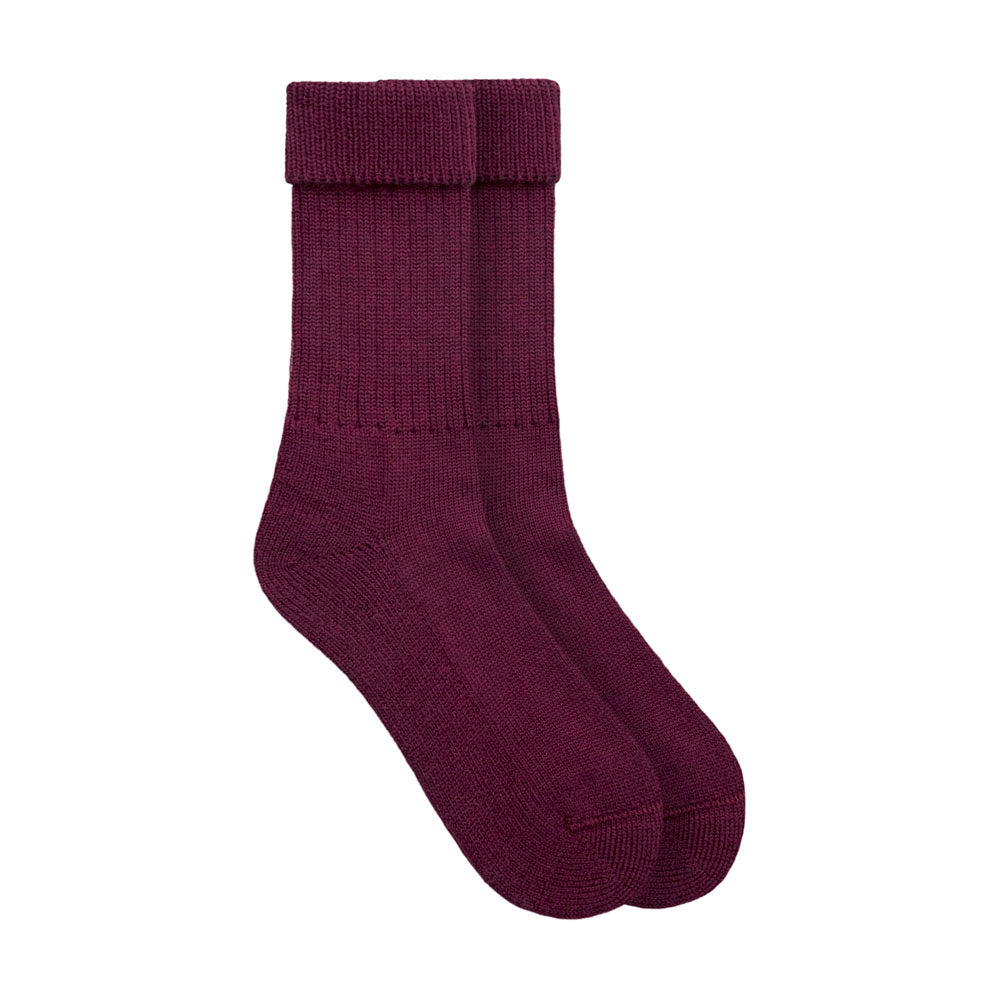 burgundy British wool hiking sock