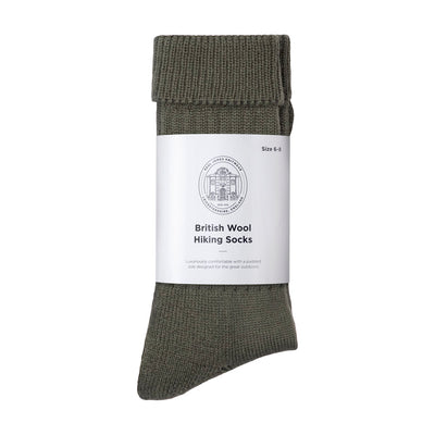 Green British wool hiking sock