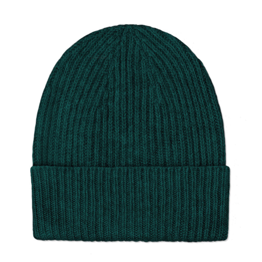 green cashmere beanie hat