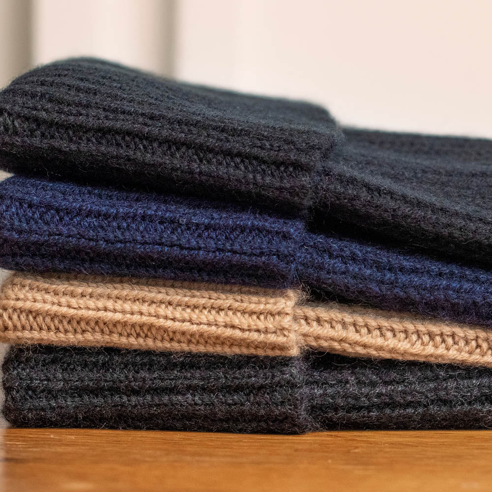 cashmere rib beanie warm hat  by Paul James