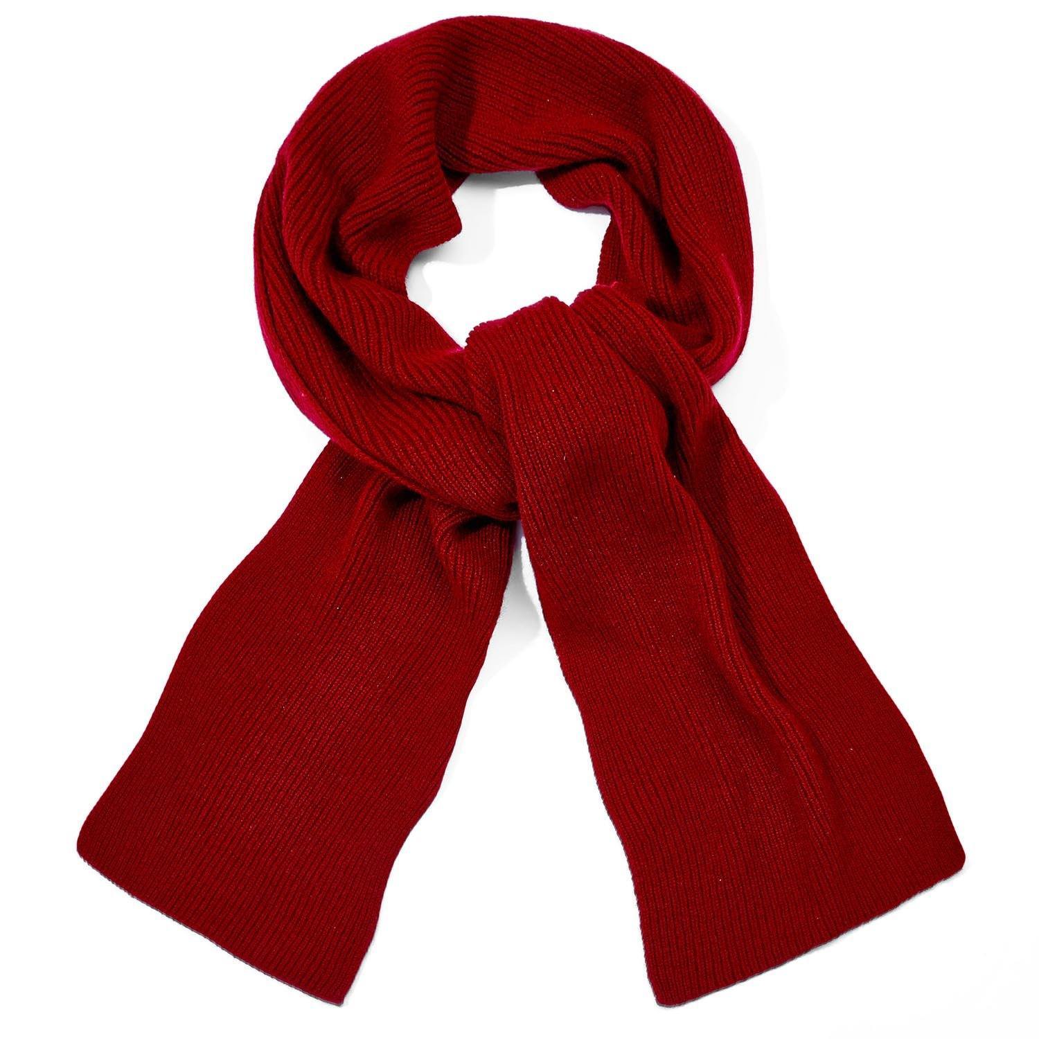 red knitted cashmere scarf