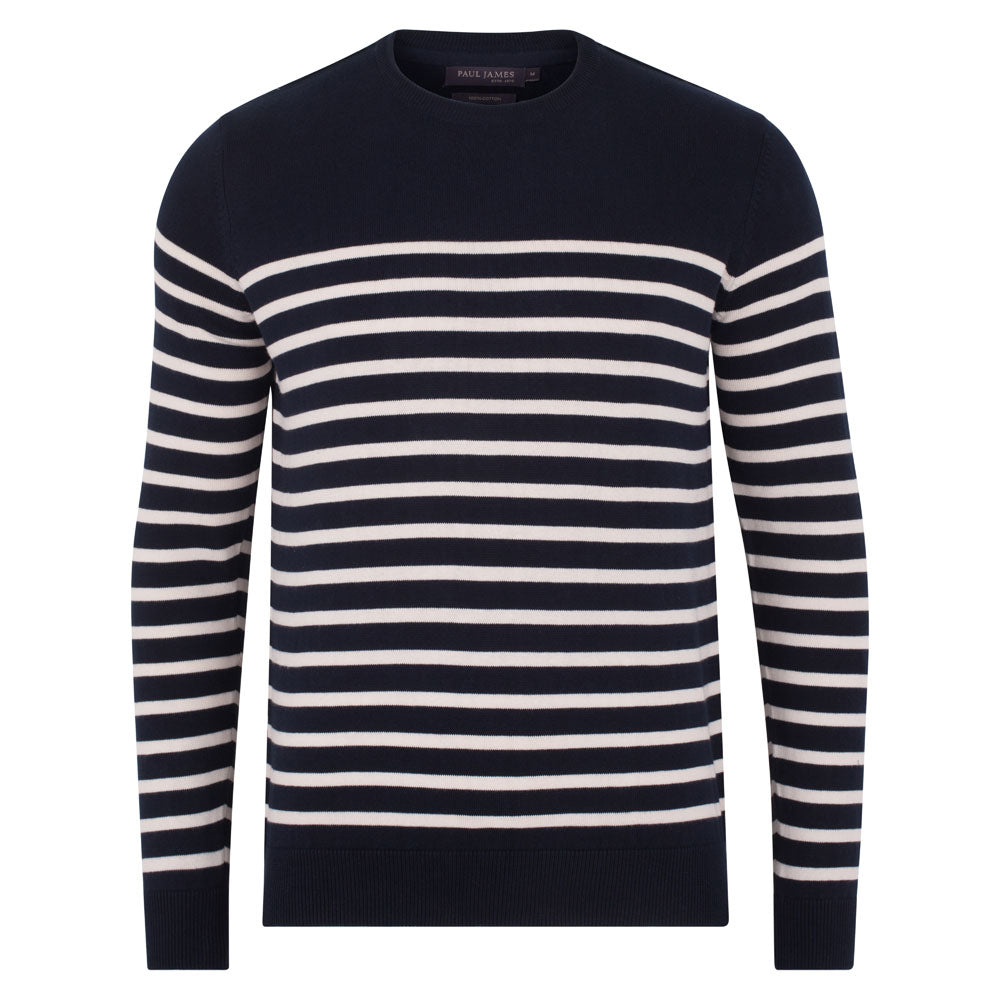 mens quality navy stripe breton jumper