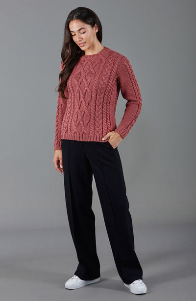 pink womens chunky cable wool jumper