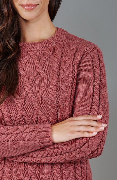 pink womens chunky cable wool jumper