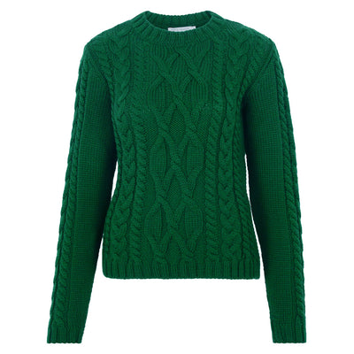 ivy green womens chunky wool cable jumper