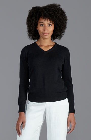 womens thin black v neck cotton jumper