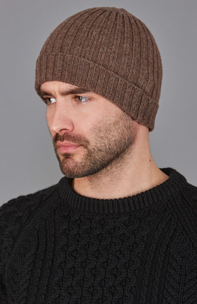 brown mens wool beanie hat