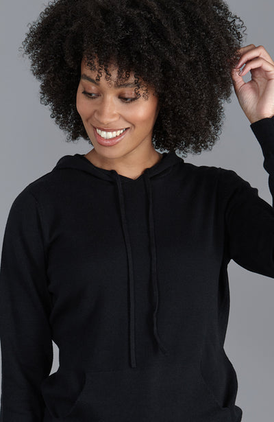 womens black cotton lightweight hoodie 