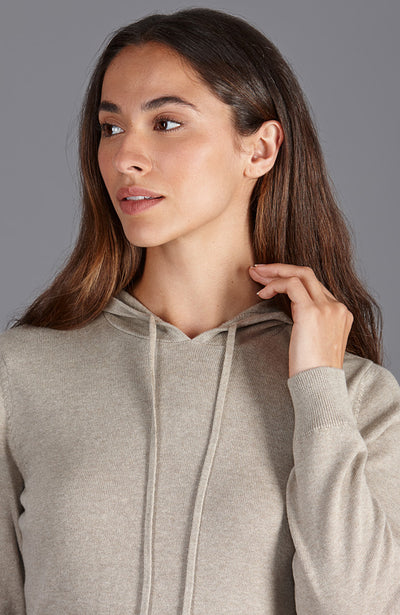 womens fawn beige cotton loungewear hoodie