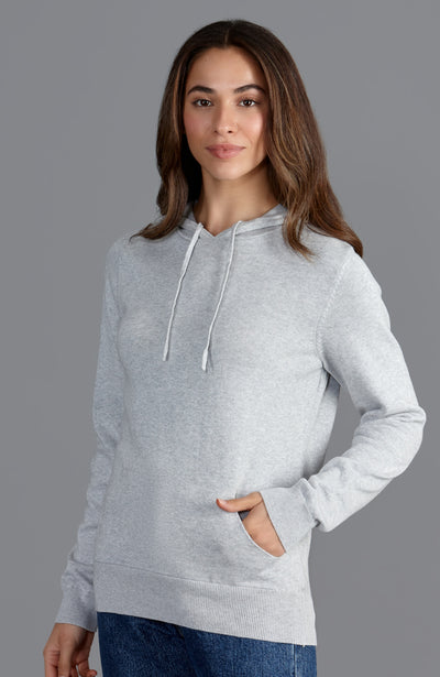 womens thin quality light grey soft cotton hoodie