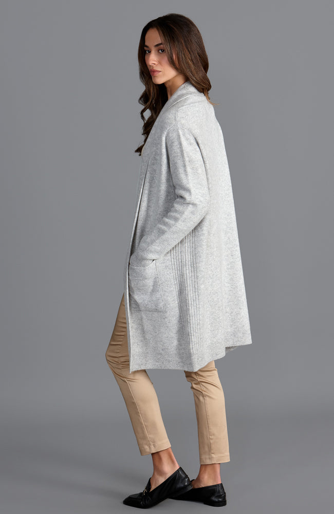 womens grey long soft and warm cardigan