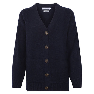 womens navy warm lambswool cardigan with pockets