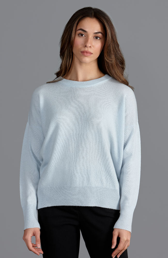 blue womens crew neck cashmere jumper