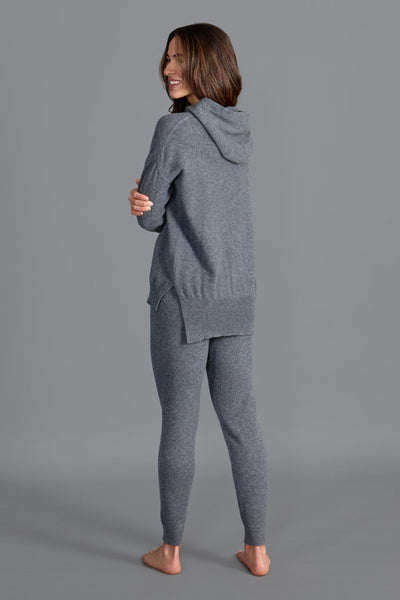 womens grey cashmere hooded jumper