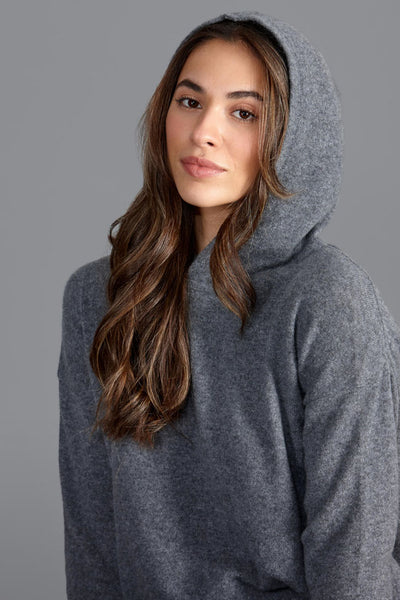 Womens 100% Cashmere Hooded Jumper