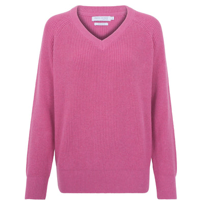 womens pink quality v neck thick winter cotton jumper