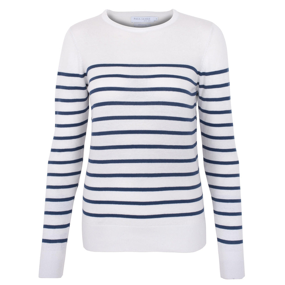 white navy womens breton sweater
