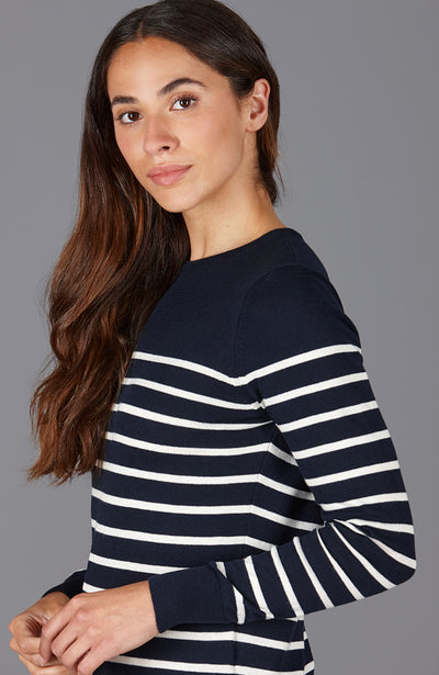 navy quality womens stripe breton cotton sweater