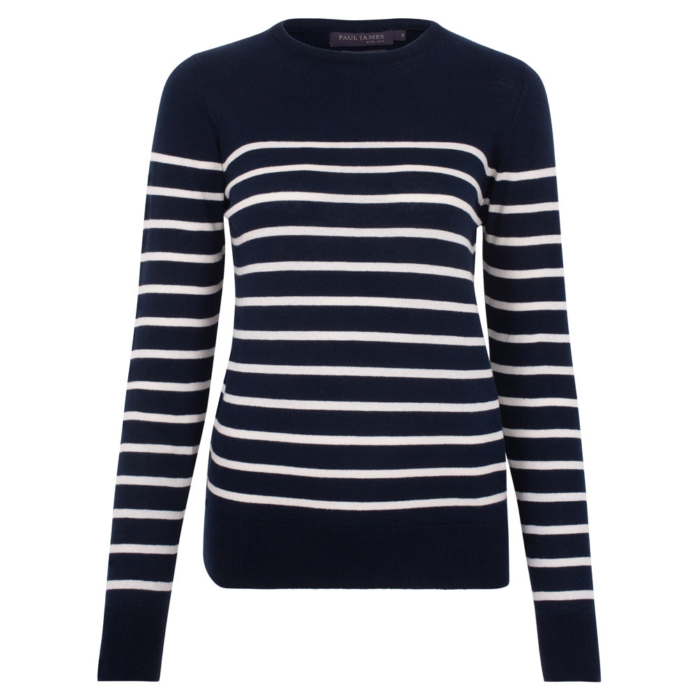navy womens stripe breton cotton sweater