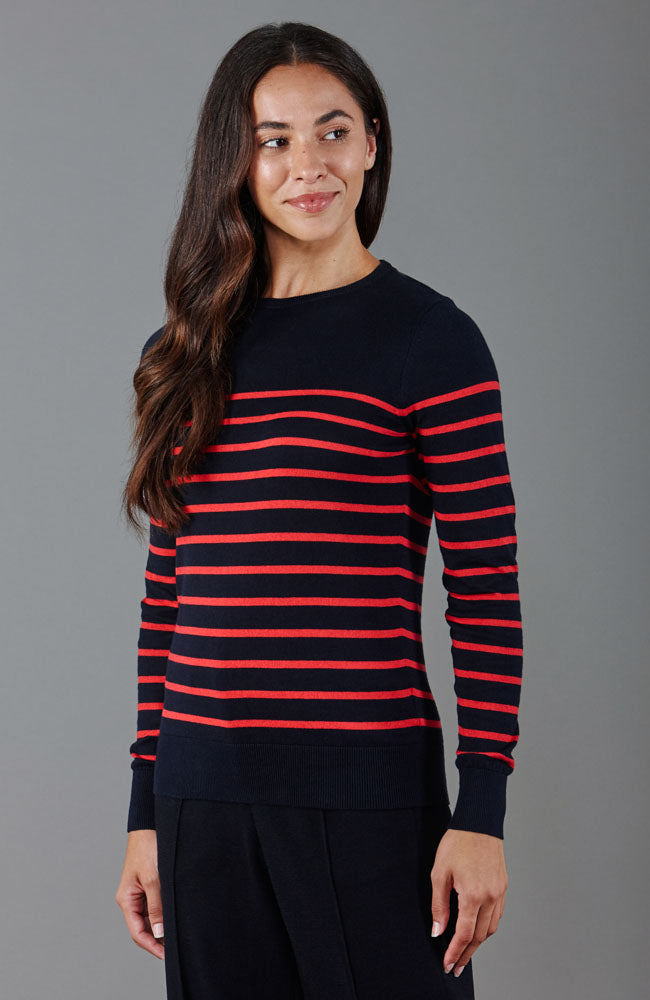 womens red breton stripe sweater