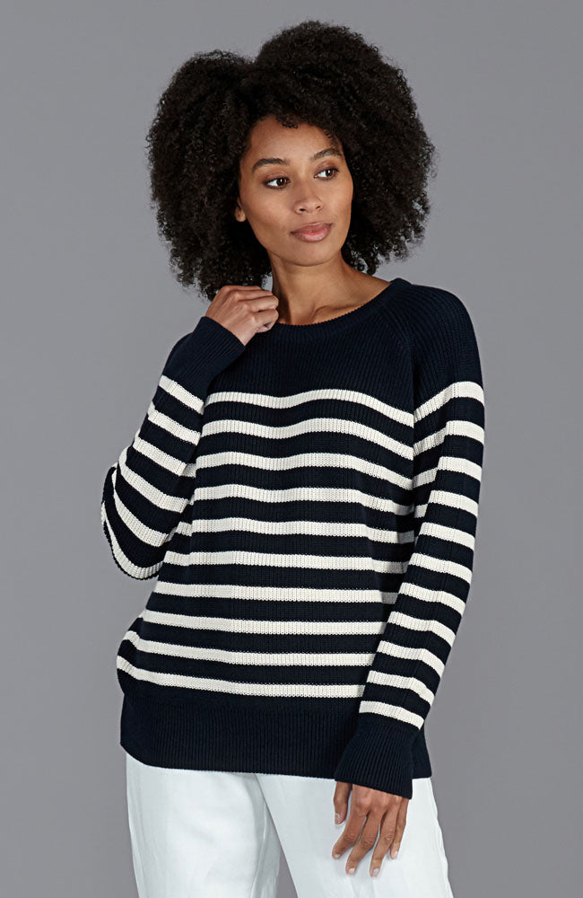 Womens Cotton Ribbed Breton Jumper – Paul James Knitwear