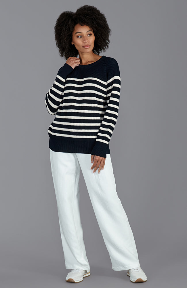 Womens Cotton Ribbed Breton Jumper – Paul James Knitwear