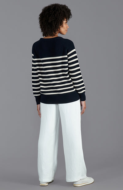 womens cotton relaxed fit breton sweater