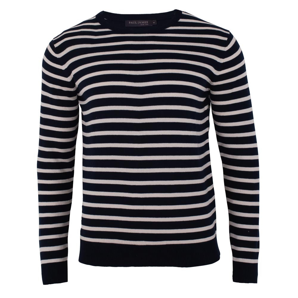 mens fine knit breton cotton sweater