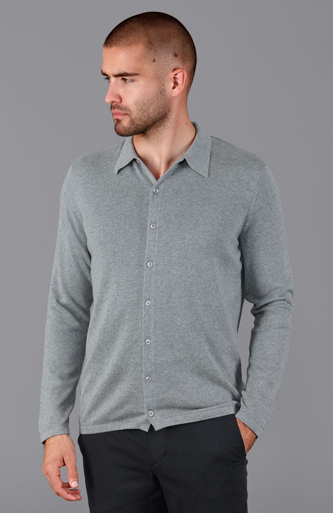 mens grey knitted shirt
