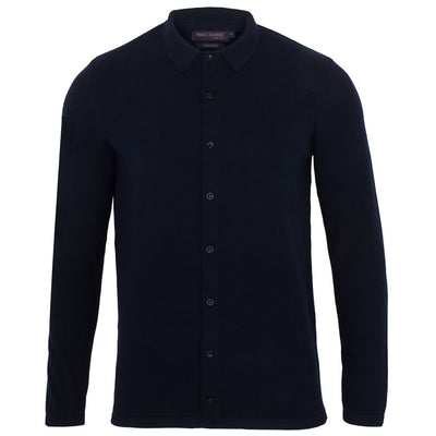 mens navy knitted cotton shirt