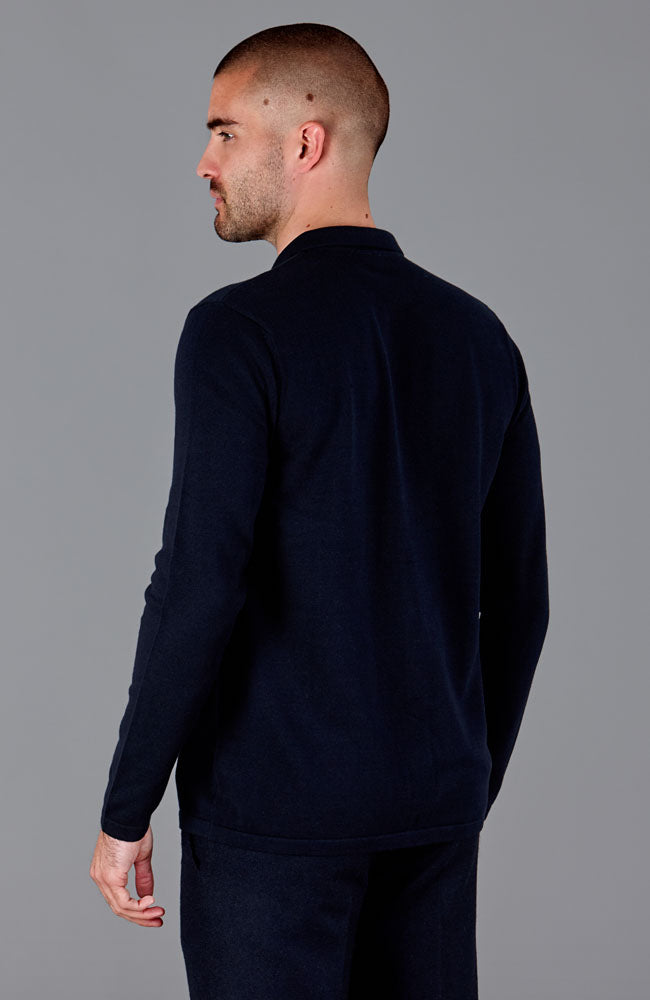 mens navy quality knitted cotton shirt