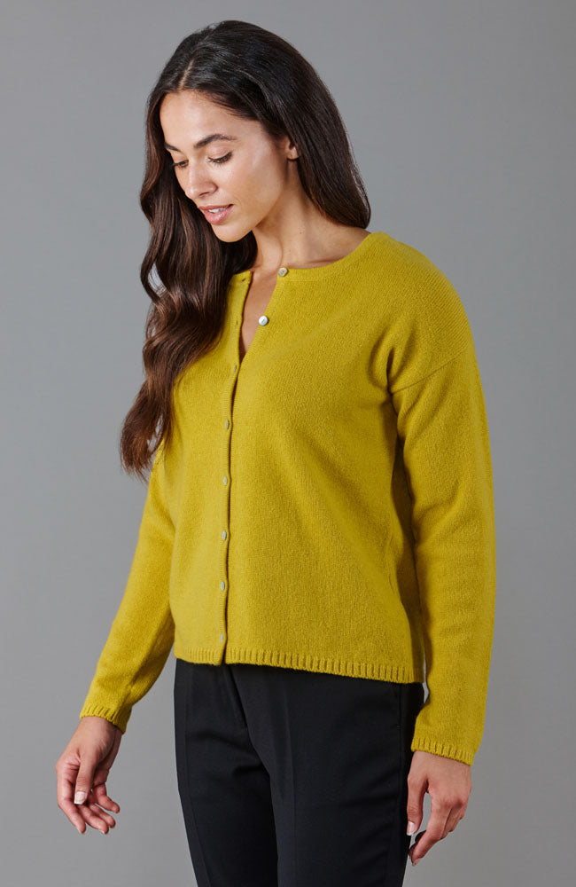 yellow womens wool cardigan