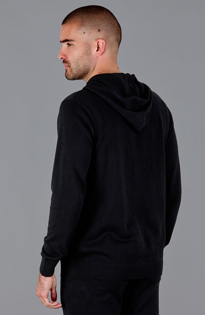 black mens hooded sweater with zip