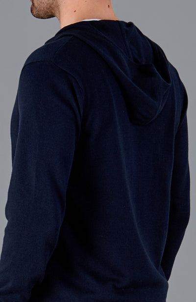 navy mens cotton hoodie with zip