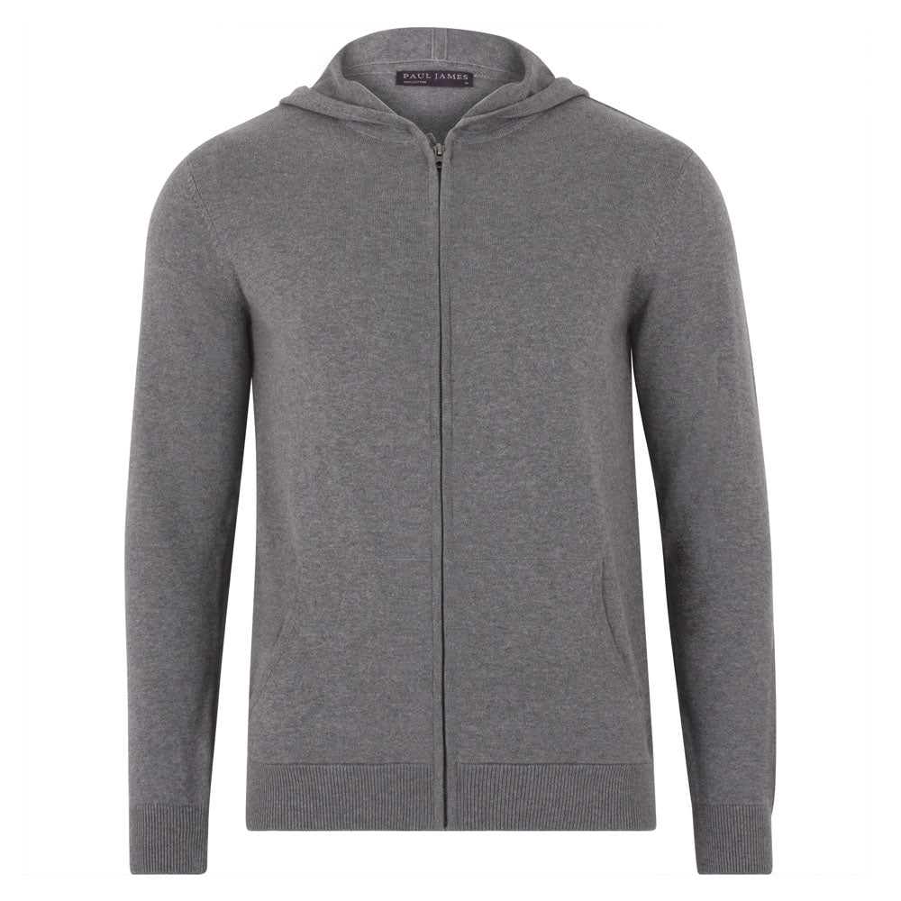 mens grey cotton zip up hoodie