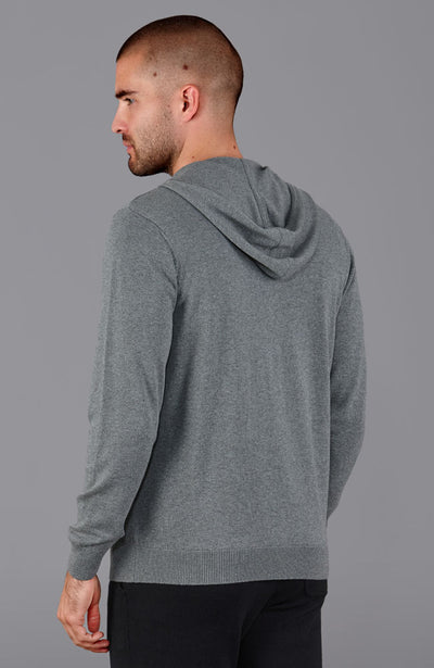 grey mens cotton hooded sweater
