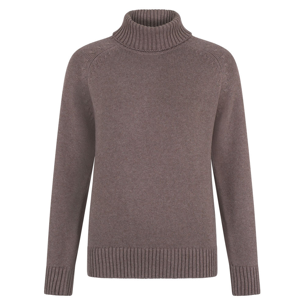brown womens chunky roll neck jumper