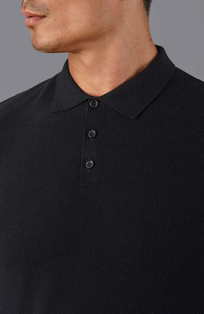 mens black textured polo shirt jumper