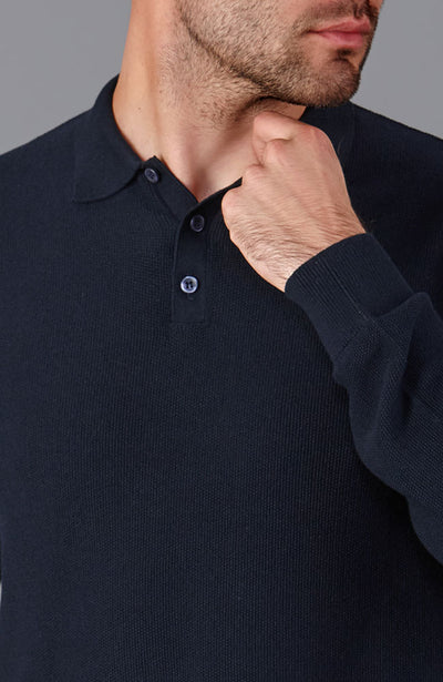 mens navy textured polo shirt