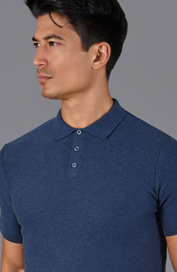 blue mens short sleeve polo shirt