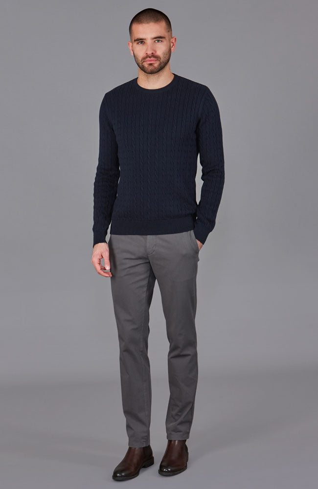 navy mens cotton cable jumper